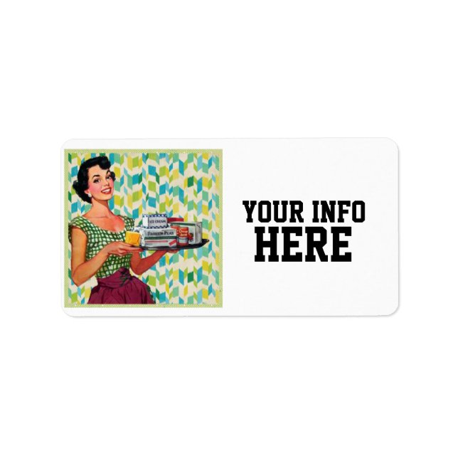 RETRO HOUSEWIFIFI RÜCKSENDEADRESSEN-AUFKLEBER ADRESSAUFKLEBER (Vorne)