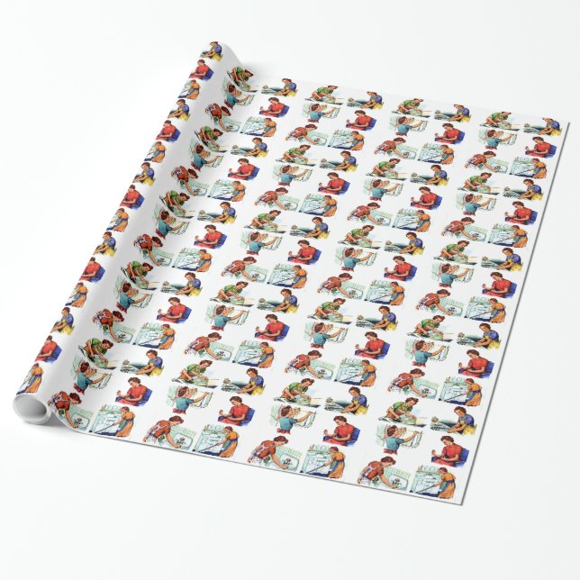 Retro Housewives Geschenkpapier (Ungerollt)