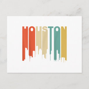 Retro-Houston-Texas-Skyline im Stil der 1970er Jah Postkarte