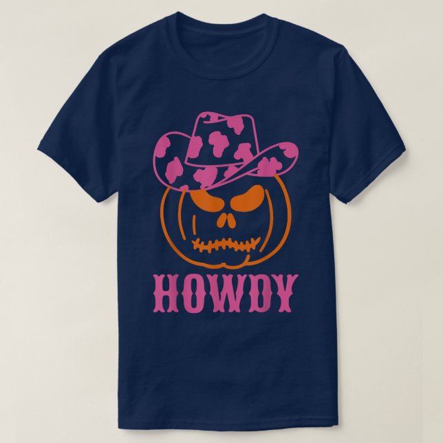 Retro Howdy Pumpkin Fall Autumn Western Halloween  T-Shirt (Design vorne)