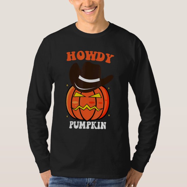 Retro Howdy Pumpkin Fall Autumn Western Halloween  T-Shirt (Vorderseite)