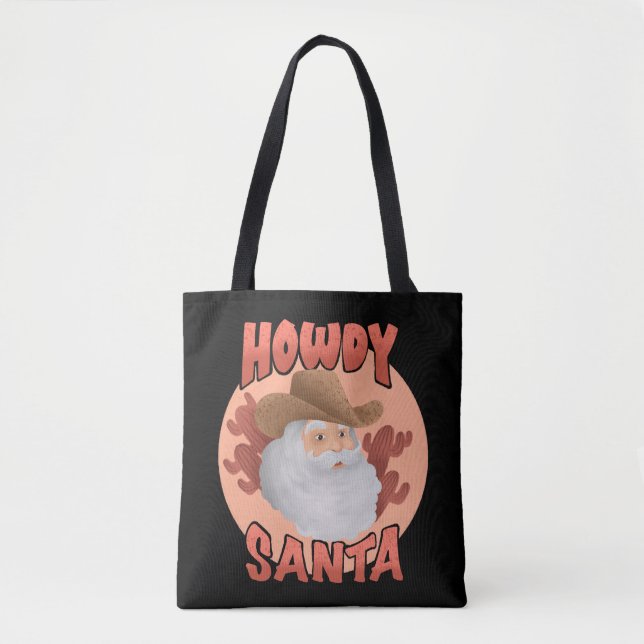 Retro Howdy Santa Rustic Cowboy Weihnachten Tasche (Vorderseite)