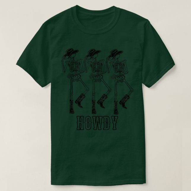 Retro Howdy Skeleton Cowgirl Dancing Cowboy Boots  T-Shirt (Design vorne)
