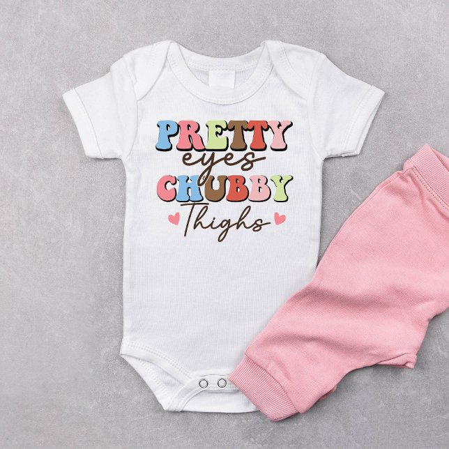 Retro Hübsch Eyes Chubby Thights Baby Bodysuit Strampler (Von Creator hochgeladen)