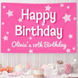 Retro Hübsch rosa Sterne Happy Birthday Banner