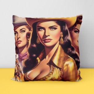 Retro-hübsche Cowgirls Kissen