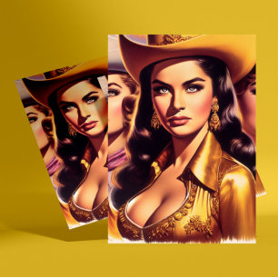 Retro-hübsche Cowgirls Postkarte