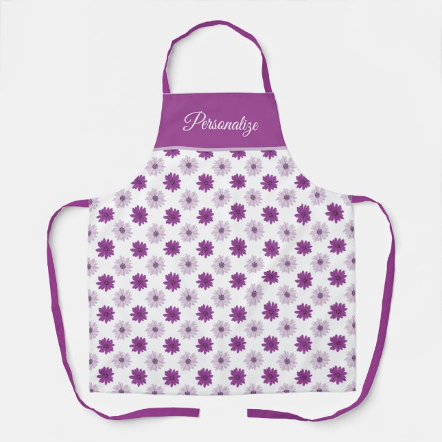 Retro Hübsche Lila Daisy Floral Blume Petals Schürze (Vorderseite)