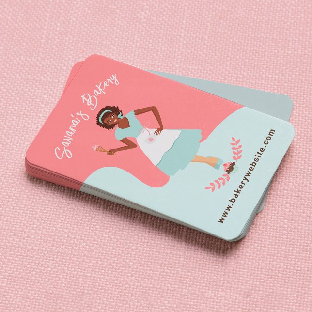 Retro Hübsche Sweet Bakery Services Rosa Visitenkarte (Von Creator hochgeladen)