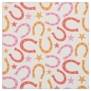 Retro Hufeisenmuster mit Sternen in Orange Pink Stoff