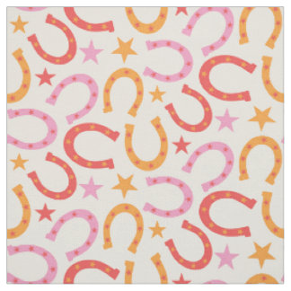 Retro Hufeisenmuster mit Sternen in Orange Pink Stoff