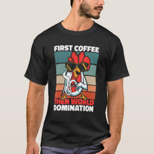 Retro-Huhn-Kaffee-Sonnenbrille-Eier-Bauernhof-Vint T-Shirt