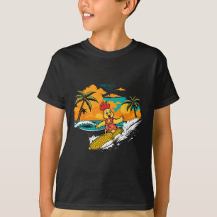 Retro-Huhn-Surfing-Mais-Tropische-Hawaiianische-Ku T-Shirt
