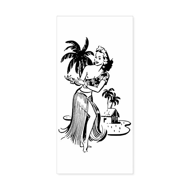 Retro Hula Girl Gummistempel (Prägung)
