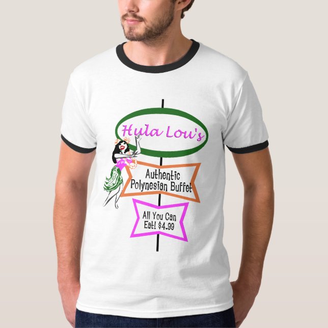 Retro Hula Lous polynesisches Buffet KRW T-Shirt (Vorderseite)