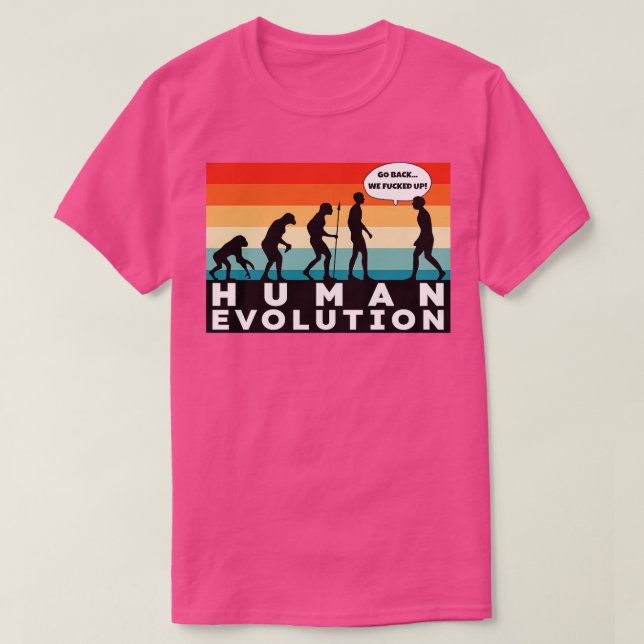 Retro Human Evolution T-Shirt (Design vorne)
