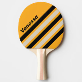 Retro Hummel Honigbiene Winklige Streifen mit Name Tischtennis Schläger