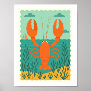 Retro-Hummer Ozean Nautical Küstenmeer Leben Poster