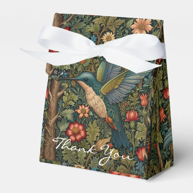 Retro hummingbird art nouveau boho chic geschenkschachtel (Vorderseite)