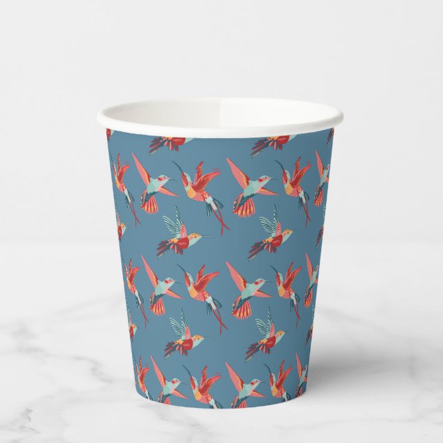 Retro Hummingbird Pattern Pappbecher (Links)