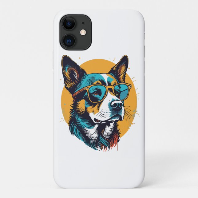 Retro Hund mit Sonnenbrille Case-Mate iPhone Hülle (Rückseite)