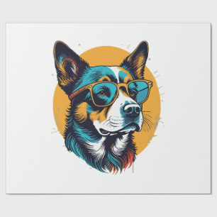 Retro-Hund mit Sonnenbrille Geschenkpapier