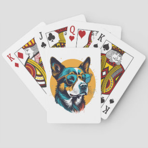 Retro-Hund mit Sonnenbrille Spielkarten
