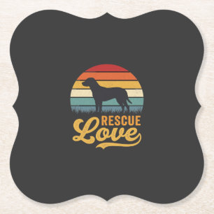 Retro-Hund Sonnenuntergang Rescue Love_1 Untersetzer
