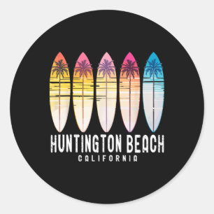 Retro Huntington Beach Kalifornien Surfer Surfen Runder Aufkleber