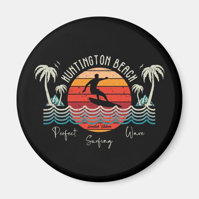 Retro Huntington Beach Surfing Magnet (Vorne)