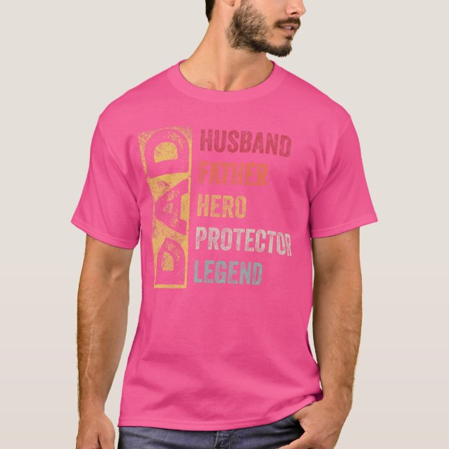 Retro Husband Father Hero Protector Legend Father  T-Shirt (Vorderseite)
