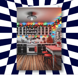 Retro Hütte Kitsch Küche Weihnachten Karte