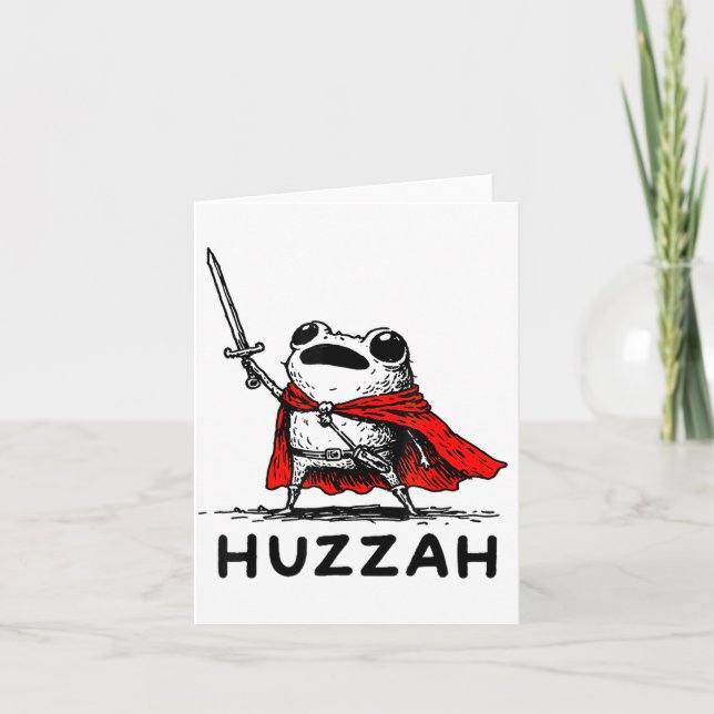 Retro Huzzah Frog Knight Funny Sword Meme Quote  Karte (Vorderseite)