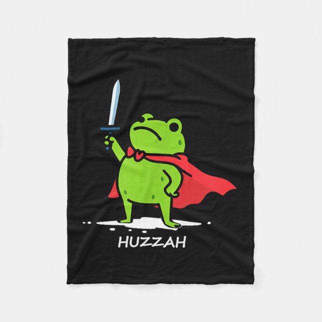 Retro Huzzah Frog Knight Funny Sword Meme Quote Me Fleecedecke (Vorderseite)