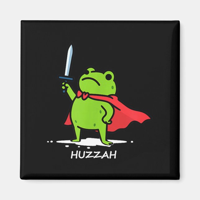 Retro Huzzah Frog Knight Funny Sword Meme Quote Me Magnet (Vorne)