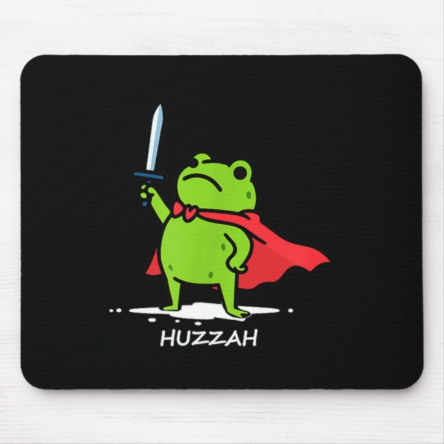 Retro Huzzah Frog Knight Funny Sword Meme Quote Me Mousepad (Vorne)