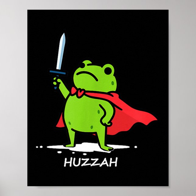 Retro Huzzah Frog Knight Funny Sword Meme Quote Me Poster (Vorne)