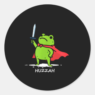 Retro Huzzah Frosch Ritter Lustiges Schwert Meme Z Runder Aufkleber