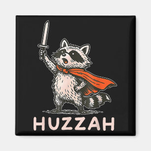 Retro Huzzah Waschbär Ritter Lustiges Schwert Meme Magnet