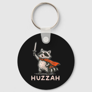 Retro Huzzah Waschbär Ritter Lustiges Schwert Meme Schlüsselanhänger