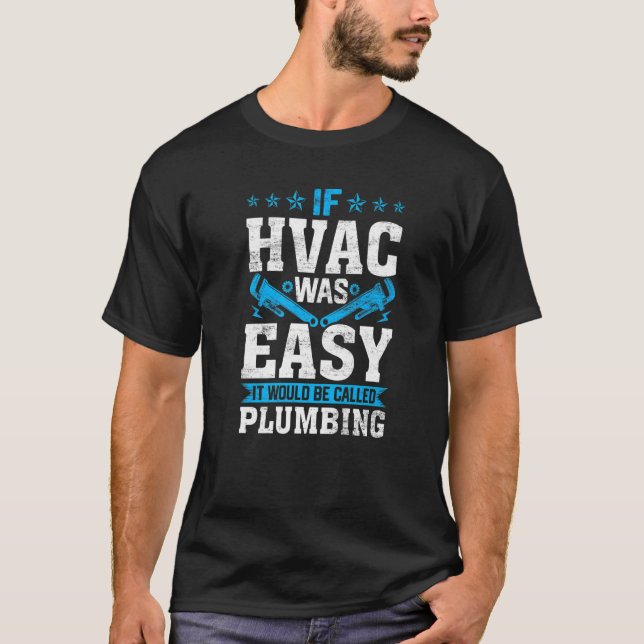 Retro Hvac Tech, wenn es einfach wäre es lustig P T-Shirt (Vorderseite)