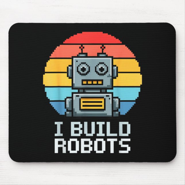 Retro I Build Robots Robotics Engineering Ai Tech  Mousepad (Vorne)