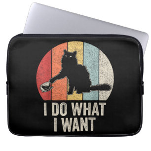 Retro I Do I What I Woll Cat Shirt Cat Lover Eigen Laptopschutzhülle