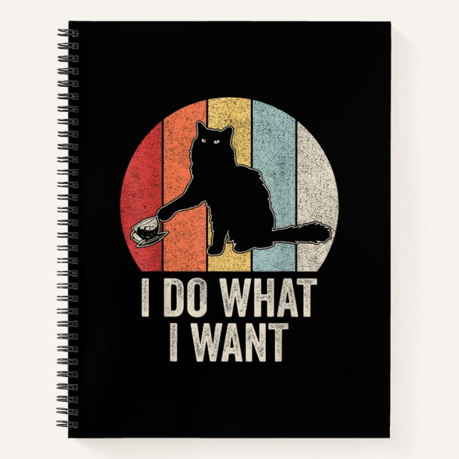 Retro I Do I What I Woll Cat Shirt Cat Lover Eigen Notizbuch (Vorderseite)