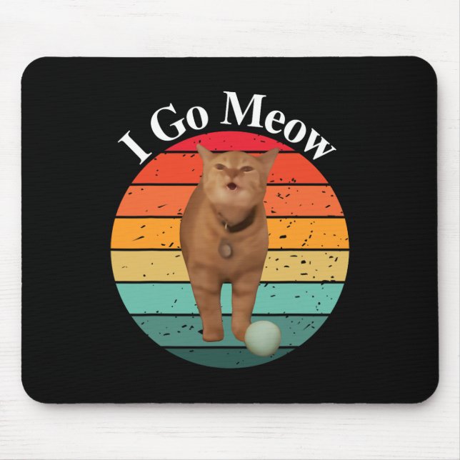 Retro I Go Meow Funny Cat Singmememe Mousepad (Vorne)