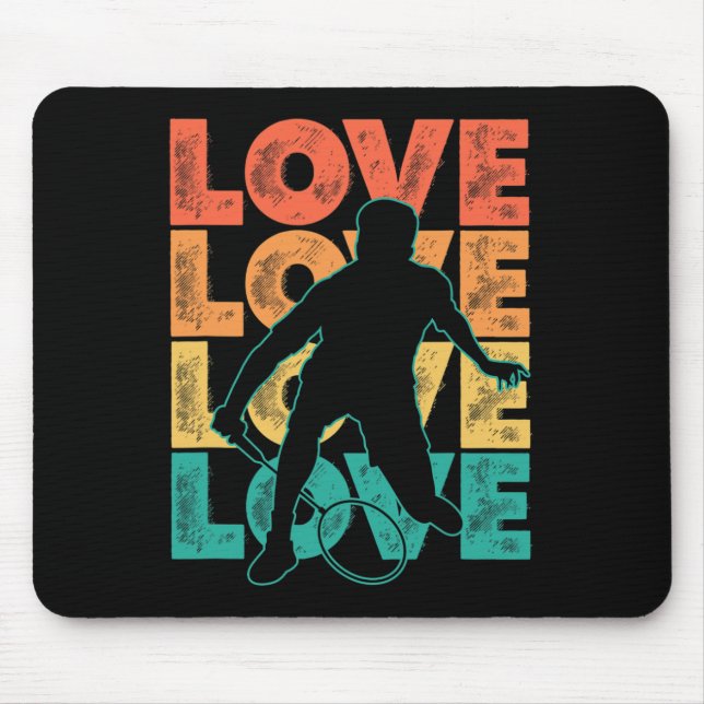Retro I Liebe Badminton Theme Graphic Design Mousepad (Vorne)