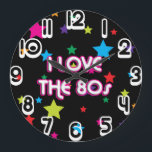 Retro I Liebe der Pop-Kultur der 80er Große Wanduhr<br><div class="desc">Dieses ist ein fantastisches Geschenk für jedermann,  das Liebe-Popkultur vom 70er und vom 80er.</div>
