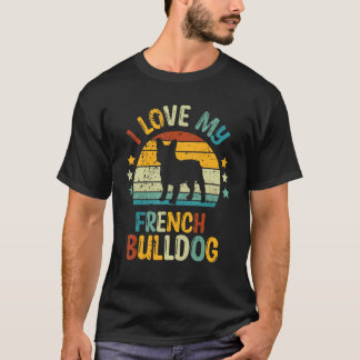 Retro I Liebe Mein Französischer Bulldog T-Shirt
