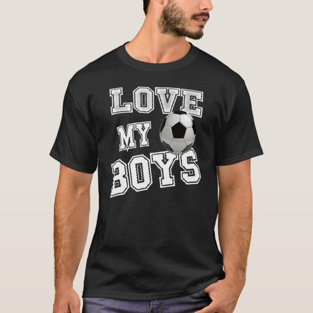 Retro I Liebe My Boys Soccer für Mamas Futbol Socc T-Shirt (Vorderseite)