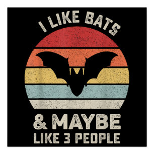 Retro I like Bats Shirt Animal Bat Lover Geschenk Poster